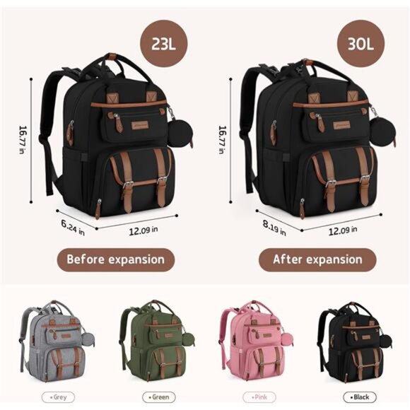 Diaper Bag Backpack,Baby Bag,23L-30L Expandable Diaper Backpack for Mom Dad, main image 5